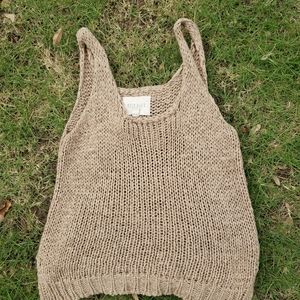 Tan beachy knitted tank top